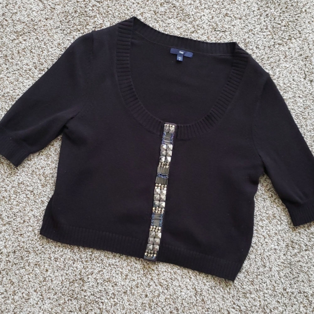 EUC Gap crop Cardigan Beaded sz M